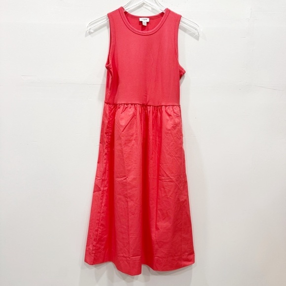 J. Crew Factory High Neck Mix Knit Dress in Deep Coral Petite XS Summer 2024 - Picture 1 of 7
